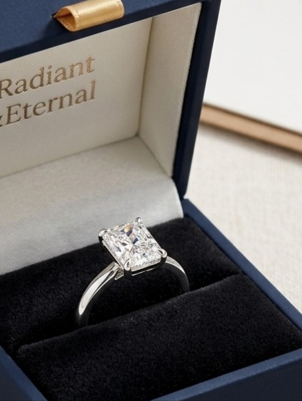 Moissanite 1CT Radiant Solitaire Engagement Ring - Size 6
